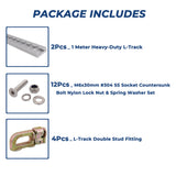 1M L Track Anchor Tie Down Point Kit Heavy Duty 2Tracks+4 Double Stud Fitting