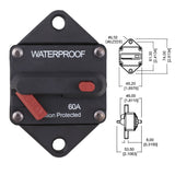 2x60A AMP Marine Circuit Breaker IP67 Waterproof 12V 24V Panel Mount Reset