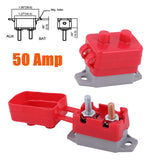 2X50A AMP 12V Circuit Breaker Cover Stud Type Fuse Automatic Auto Reset