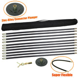 Drain Cleaner 10 Rod Zinc Alloy Plunger Flexible Connector Carry Bag Universal