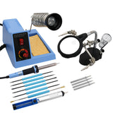 58W Solder Soldering Iron Station Solder Aid Kit Magnifier Desolder Pump 5 Tips