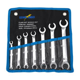 7 Pcs Trade Grade Flare Nut Spanners Set Brake Hydraulic Line Wrench 6mm - 22mm
