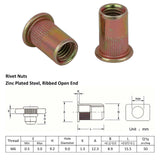 M6 X 100 Nutserts Rivet Nuts Flange Blind Rivnuts Zinc Plated Steel Nut Nutsert