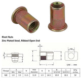 M8 X 50 Nutserts Rivet Nuts Flange Blind Rivnuts Zinc Plated Steel Nut Nutsert