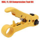 RG6 RG11 RG59 F Type Compression Coax Coaxial Cable Crimper Stripper Tool Kit