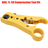 RG6 RG11 RG59 F Type Compression Coax Coaxial Cable Crimper Stripper Tool Kit
