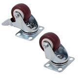 Heavy Duty 2" 50mm Polyurethane Swivel Caster Wheels PU/PTU Castors W/ Brake
