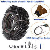 12M+2.5M Spiral Electrical Drill Plumber Drain Snake Pipe Pipeline Sewer Cleaner