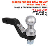 4500KG Forged Ball Mount 4" Drop  2" x 2"  Hitch Tow Bar Tongue 70mm Tow Ball