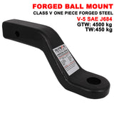 4500KG Forged Ball Mount 4" Drop 2" x 2" Hitch Tow Bar Tongue 70mm Tow Ball