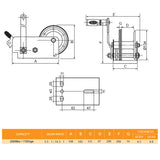 2500 LBS Hand Winch Snap On Handle Stainless Steel Hook Dyneema Rope Taiwan