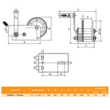 Heavy Duty 2500 LBS Hand Winch Snap On Handle Hand Break Marine Taiwan Made