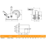 3200 LBS Hand Winch Hand Brake Stainless Steel Hook Dyneema Rope Taiwan Made