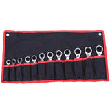 12 Pcs Stubby Ratchet Gear Wrench Metric 15 Deg Offset Reversible Spanner Set
