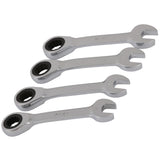 12 Pcs Stubby Ratchet Gear Wrench Metric 15 Deg Offset Reversible Spanner Set