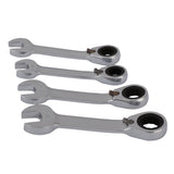 12 Pcs Stubby Ratchet Gear Wrench Metric 15 Deg Offset Reversible Spanner Set