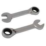 12 Pcs Stubby Ratchet Gear Wrench Metric 15 Deg Offset Reversible Spanner Set