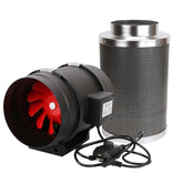 EzyFlow 8 Inch 200mm Inline Duct Fan Speed Controller Carbon Filter Exhaust Fan