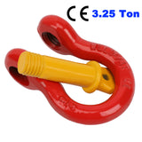 2 x Bow Shackle WLL 3.25 Ton Rated 16mm 4WD Recovery Tow Car Trailer Red