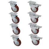 Heavy Duty 4" PU Swivel Swivel Casters Trolly Bench Wheels Castors W/Brake