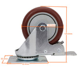 Heavy Duty 4" PU Swivel Swivel Casters Trolly Bench Wheels Castors W/Brake