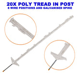 20X MULTI WIRE STRIP GRAZE POLY TREAD IN POSTS TAPE ELECTRIC FENCE POST FENCING