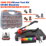 Up To 1660pcs Rivet Gun Rivnut Riveter Thread Nutsert Kit