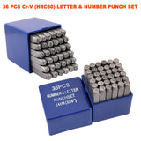 36 pcs Letter Number Stamp Punch Set HRC60 Hardened Ball Bearing Steel 2mm - 8mm