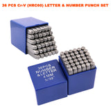 36 pcs Letter Number Stamp Punch Set HRC60 Hardened Ball Bearing Steel 2mm - 8mm