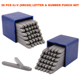36 pcs Letter Number Stamp Punch Set HRC60 Hardened Ball Bearing Steel 2mm - 8mm