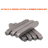 Cr-V 6MM 36 pcs Letter Number Stamp Punch Set HRC 60 Hardened Ball Bearing Steel