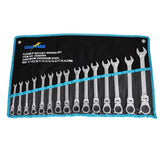 15 Pcs Trade Grade Ratchet Flex Head Gear Spanner Set CR-V Metric 6-22mm