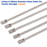 Heavy Duty Stainless Steel Cable Tie Gun + 200 Pcs SS304 Cable tie 4.6mm x 300mm