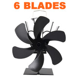 Upgraded 5 / 6 blades Self Powered Stove Fan Heater Fireplace Heat distribution