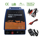 45KM 4.8J Electric Fence Energiser Energizer IPX6 12V Battery 220-240V Adaptor
