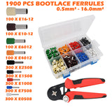 1900x Bootlace Wire End Ferrules 0.25- 16mm² Self Adjusting Crimping Pliers