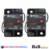 2x140AMP Circuit Breaker Dual Battery IP67 Waterproof 12V 24V Fuse Manual Reset