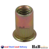 M5 X 100 Nutserts Rivet Nuts Flange Blind Rivnuts Zinc Plated Steel Nut Nutsert