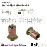 M6 X 100 Nutserts Rivet Nuts Flange Blind Rivnuts Zinc Plated Steel Nut Nutsert