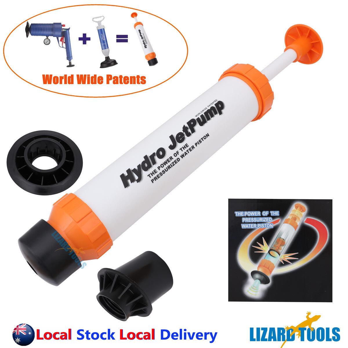 Hydrojet Pump Manual Drain Cleaner Plumbing Sink Pipe Toilet Basin Unb