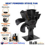 Upgraded 5 / 6 blades Self Powered Stove Fan Heater Fireplace Heat distribution