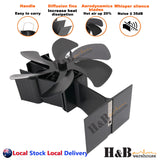 Upgraded 5 / 6 blades Self Powered Stove Fan Heater Fireplace Heat distribution