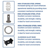 8x Anchor Track L Track Fitting Rings-#304 Stainless Steel (Stud-Ring -Spring)