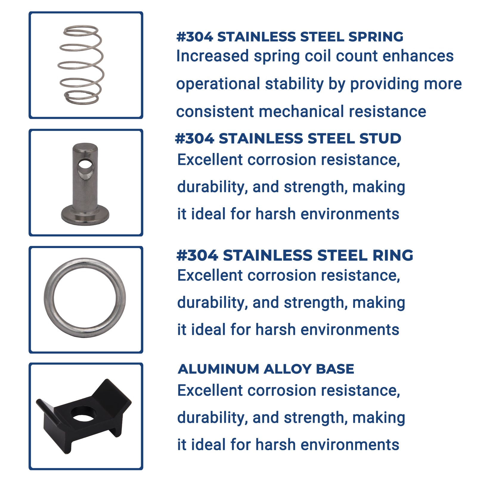 16x Anchor Track L Track Fitting Rings-#304 Stainless Steel (Stud-Ring -Spring)