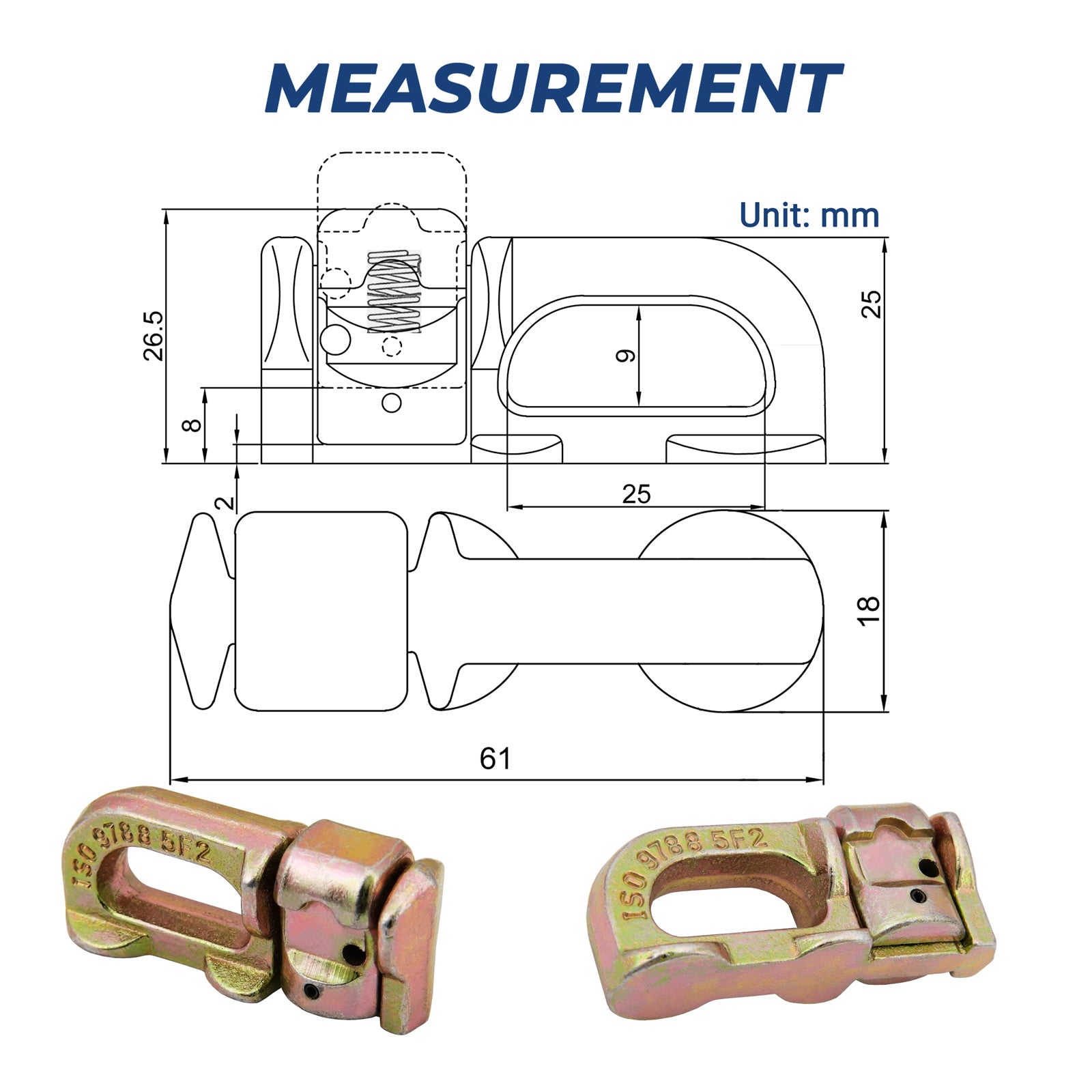 4Pcs L Track Anchor Track Rail Double Stud Fitting BS 2267 KG / 5000 lbs