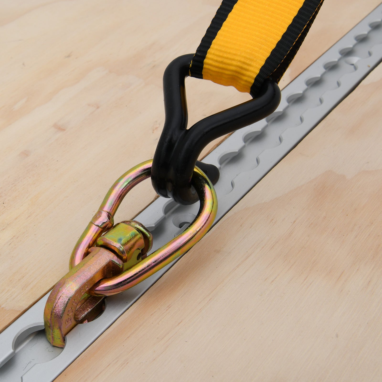 4Pcs L Track Anchor Track Rail Double Stud Fitting w / Pear ring BS 5000 lbs