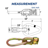 8Pcs L Track Anchor Track Rail Double Stud Fitting w / Pear ring BS 5000 lbs