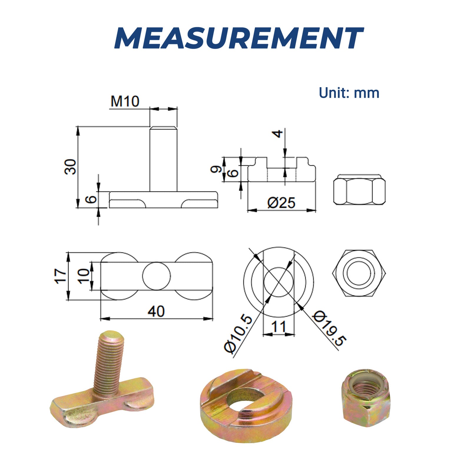 2X Anchor Track L Track Threaded Bolt Double Stud Fitting Bolt Down Anchor Point