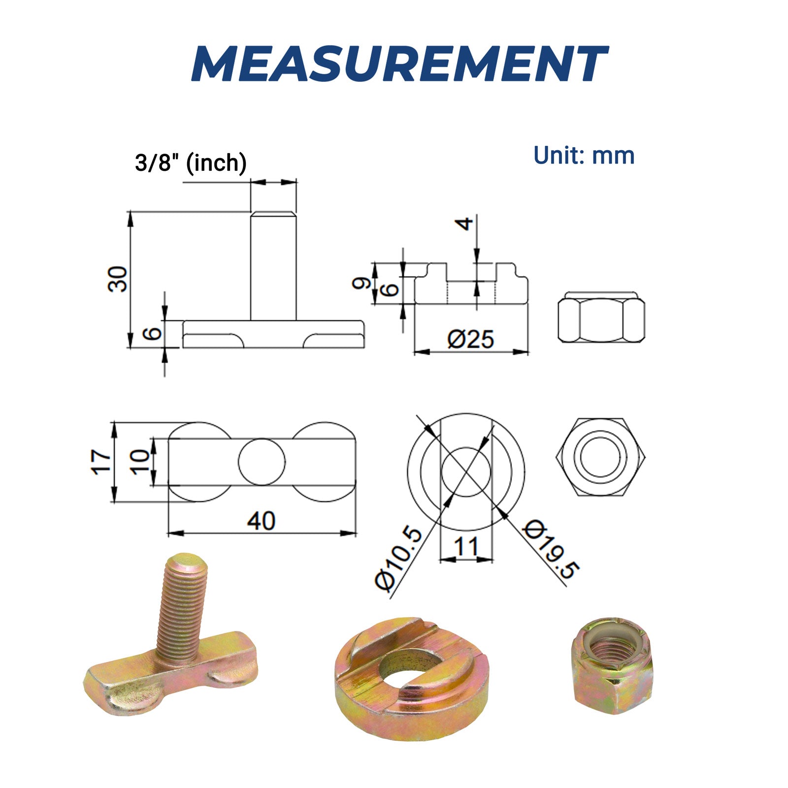 4X Anchor Track L Track Threaded Bolt Double Stud Fitting Bolt Down Anchor Point