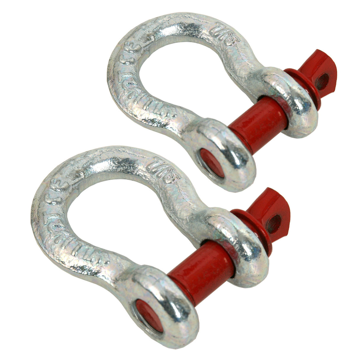 2 x Bow Shackles WLL 1.5T Rated 11mm 4WD Recovery Tow Car Trailer Red